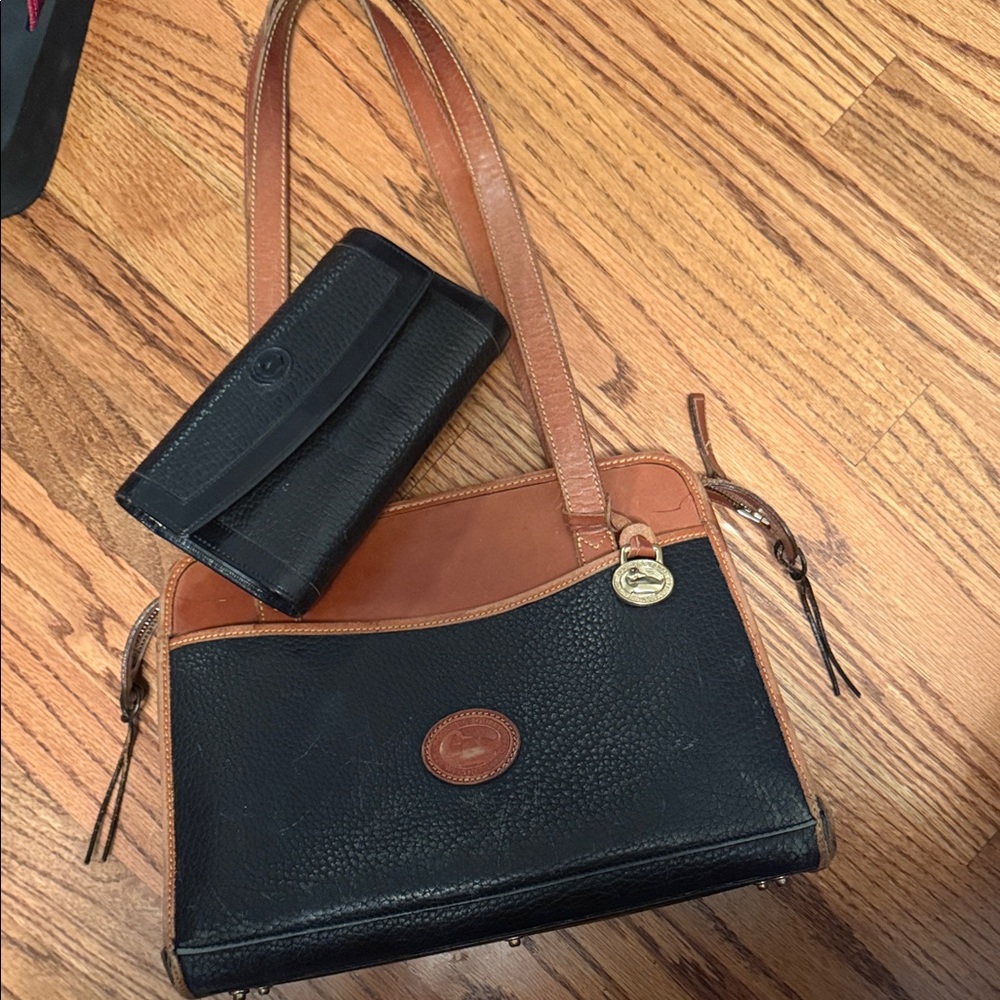 Dooney & Bourke Black and Tan Shoulder Bag